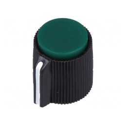 Buton rotativ cu indicator plastic Ø6,35mm, dimensiuni Ø13x15mm, culoare verde | Electronic-mag.ro | Componente Electronice