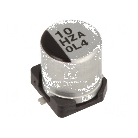 Condensator Hibrid SMD 10uF 50VDC, ESR 120mΩ, Toleranță ±20%, Dimensiuni Ø5x5,8mm | Electronic-mag.ro | Componente Electronice