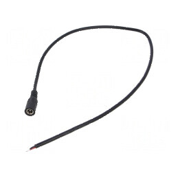 Cablu DC 2x0,5mm² cu soclu drept 5,5/2,1mm, negru, 0,5m, rezistent la temperaturi între -20°C și 80°C | Electronic-mag.ro | Componente Electronice