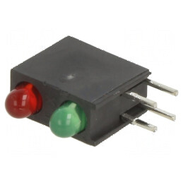 LED 2,9mm în carcasă - 2 diode roșie și verde, 10mA, unghi de dispersie 50° | Electronic-mag.ro | Componente Electronice