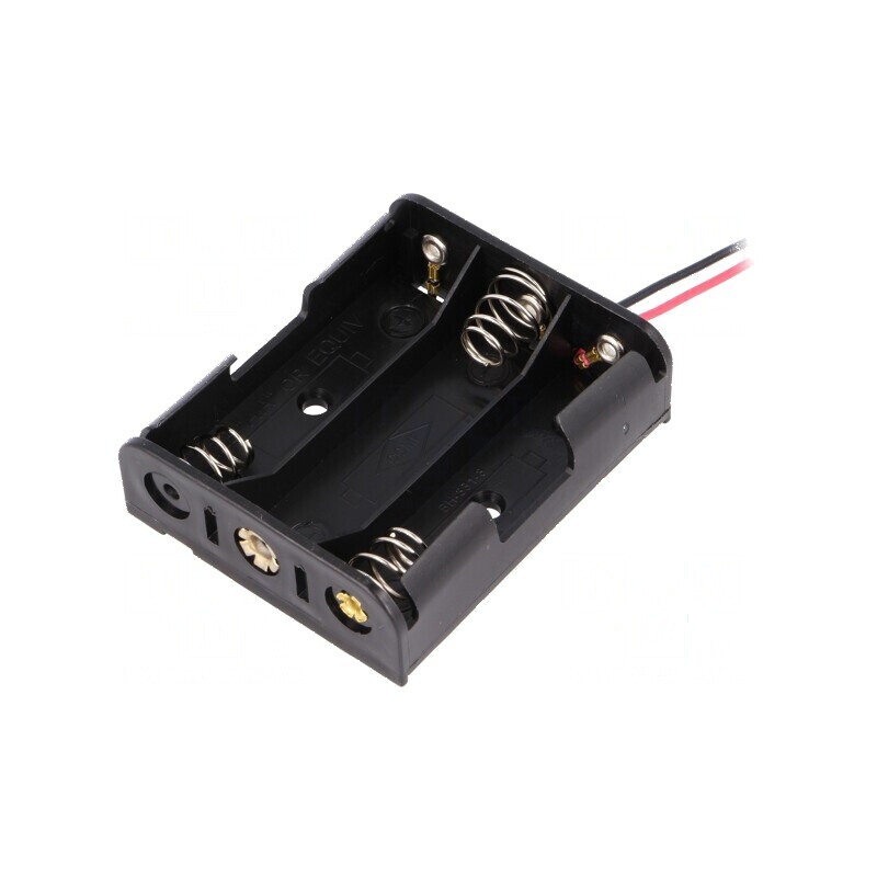 Suport pentru baterii AA/R6 cu 3 cabluri negre de 150mm | Electronic-mag.ro | Componente Electronice Suport pentru baterii AA/R6 cu 3 cabluri negre de 150mm | Electronic-mag.ro | Componente Electronice