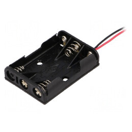 Suport pentru Baterii AAA/R3 cu 3 Cabluri Negre de 150mm - Nr. Baterie 3 | Electronic-mag.ro | Componente Electronice