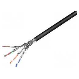 Cablu S/FTP 4x2x27AWG 6 Exterior Litat CCA PE Negru 100m - Soluție de Conectivitate Profesională | Electronic-mag.ro | Componente Electronice