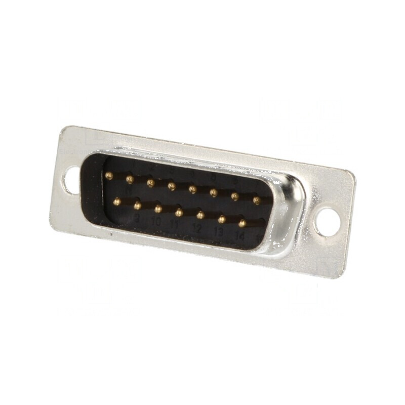 Mufă D-Sub 15 PIN Masculină cu Cablu Lipire Neagră, Placare Aurită | Electronic-mag.ro | Componente Electronice