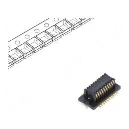 Conector PCB-PCB Mamă PIN 20, 0,5mm, H 2,7mm, DF12N Aurit SMT  | Electronic-mag.ro | Componente Electronice