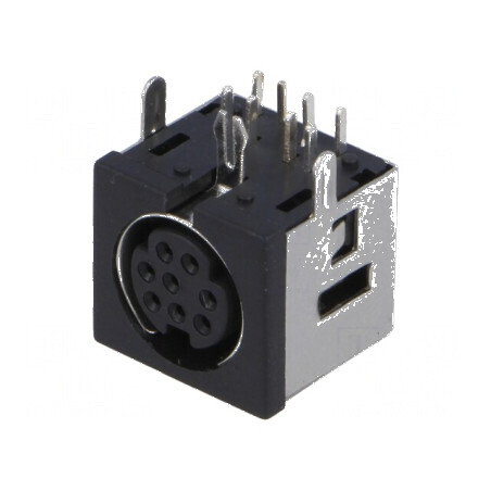 Conector DIN mini soclu mamă PIN 8 THT unghi 90° - Componentă electronică de înaltă precizie | Electronic-mag.ro | Componente Electronice