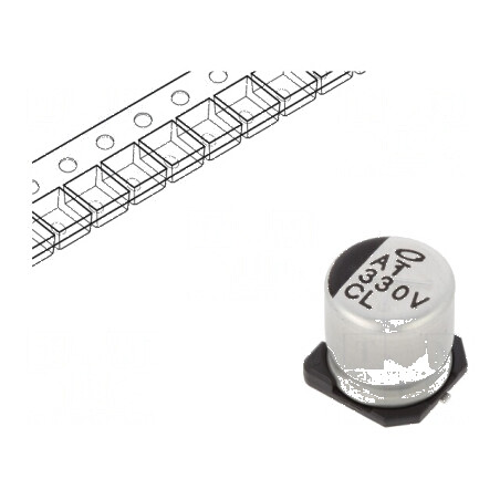 Condensator Electrolitic Low ESR SMD 330µF 35VDC Ø10x10mm pentru Circuit Integrat | Electronic-mag.ro | Componente Electronice