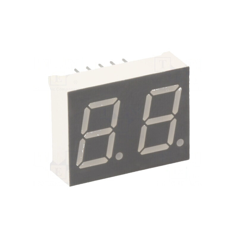 Afișaj LED cu 7 segmente 12,7mm, 0,5 Nr.car, 2 unități, roșie, 40-80 mcd | Electronic-mag.ro | Componente Electronice