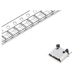 Conector USB B Micro Soclu SMT cu 5 PIN-uri Verticale, Compatibil USB 2.0, 1,8A | Electronic-mag.ro | Componente Electronice