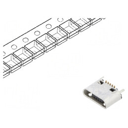 Conector USB B Micro Soclu SMT 5 PIN Vertical USB 2.0 1.8A | Electronic-mag.ro | Componente Electronice
