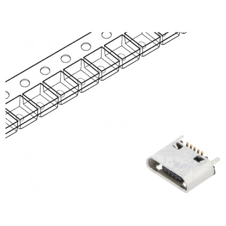 Conector USB B Micro Soclu SMT 5 PIN Vertical USB 2.0 1.8A | Electronic-mag.ro | Componente Electronice