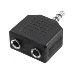 Adaptor Jack 3,5mm - Soclu dublu și mufă neagră pentru conectivitate audio | Electronic-mag.ro | Componente Electronice