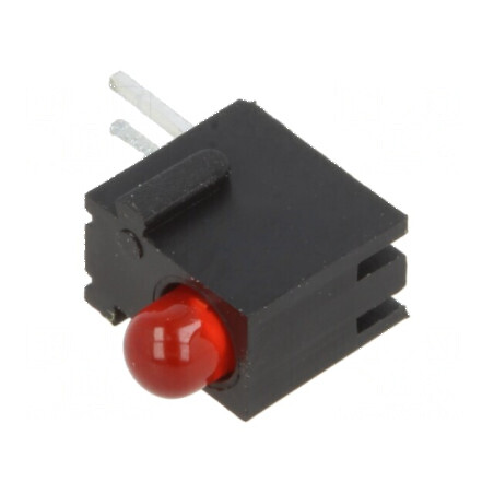 LED 3mm în Carcasă - 1 Diode Roșie, 20mA, Lentilă Difuză 45° | Electronic-mag.ro | Componente Electronice