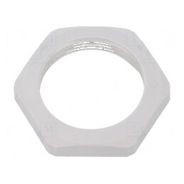 Piuliță M32 din poliamidă, grosime 7mm, cheie 41mm, culoare gri, rezistență temperatură -40 până la 100°C | Electronic-mag.ro | Componente Electronice