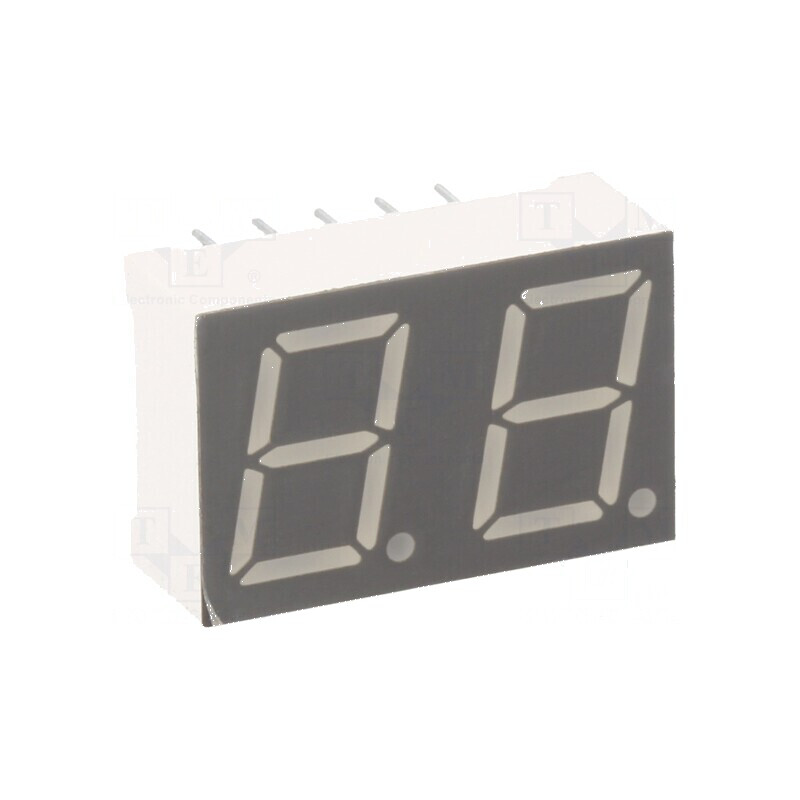 Afișaj LED cu 7 segmente de 10mm, 0,39, Galben-Verde, Nr. Car: 2 | Electronic-mag.ro | Componente Electronice
