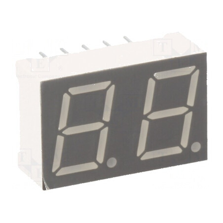 Afișaj LED cu 7 segmente de 10mm, 0,39, Galben-Verde, Nr. Car: 2 | Electronic-mag.ro | Componente Electronice