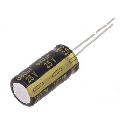 Condensator Electrolitic Low ESR THT 680uF 25VDC Ø10x20mm - Componentă Electronică de Înaltă Performanță | Electronic-mag.ro | Componente Electronice