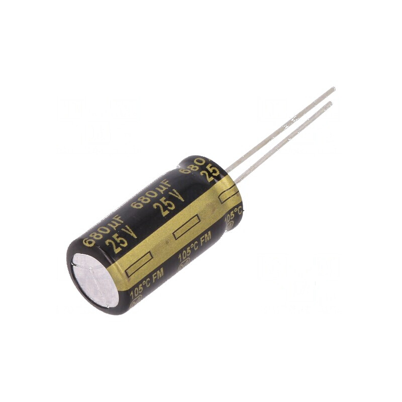 Condensator Electrolitic Low ESR THT 680uF 25VDC Ø10x20mm - Componentă Electronică de Înaltă Performanță | Electronic-mag.ro | Componente Electronice