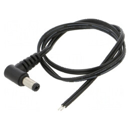 Cablu DC 5,5/2,1 mm cu mufă în unghi, 2x0,5mm², negru și gri | Electronic-mag.ro | Componente Electronice