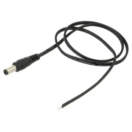 Cablu DC 5,5/2,5mm cu mufe drepte, 2x0,5mm², lungime 0,5m, negru și gri | Electronic-mag.ro | Componente Electronice