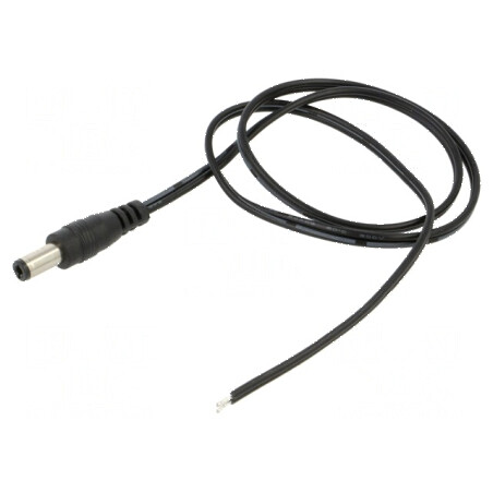 Cablu DC 5,5/2,5mm cu mufe drepte, 2x0,5mm², lungime 0,5m, negru și gri | Electronic-mag.ro | Componente Electronice