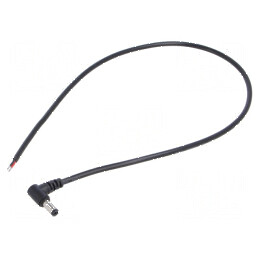 Cablu DC 2x0,5mm² cu mufă în unghi 5,5/2,1mm, negru, 0,5m, rezistență temperatură -20÷80°C | Electronic-mag.ro | Componente Electronice