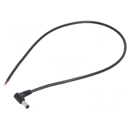 Cablu DC 2x0,5mm² cu mufă în unghi 5,5/2,1mm, negru, 0,5m, rezistență temperatură -20÷80°C | Electronic-mag.ro | Componente Electronice