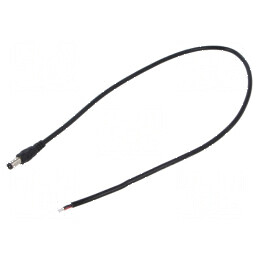 Cablu DC 5,5/2,1 mm cu mufă drept, 2x0,5mm², negru, 0,5m, rezistență la temperaturi între -20 și 80°C | Electronic-mag.ro | Componente Electronice