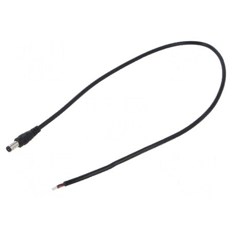 Cablu DC 5,5/2,1 mm cu mufă drept, 2x0,5mm², negru, 0,5m, rezistență la temperaturi între -20 și 80°C | Electronic-mag.ro | Componente Electronice