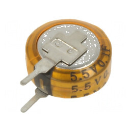Supercondensator THT 100mF 5,5VDC Ø12x4,8mm pentru aplicații electrice avansate | Electronic-mag.ro | Componente Electronice