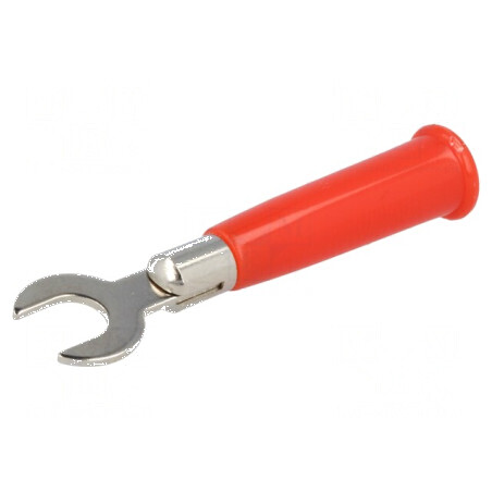 Conector tip furcă roșie 60VDC 6mm pentru conexiune lipită | Electronic-mag.ro | Componente Electronice