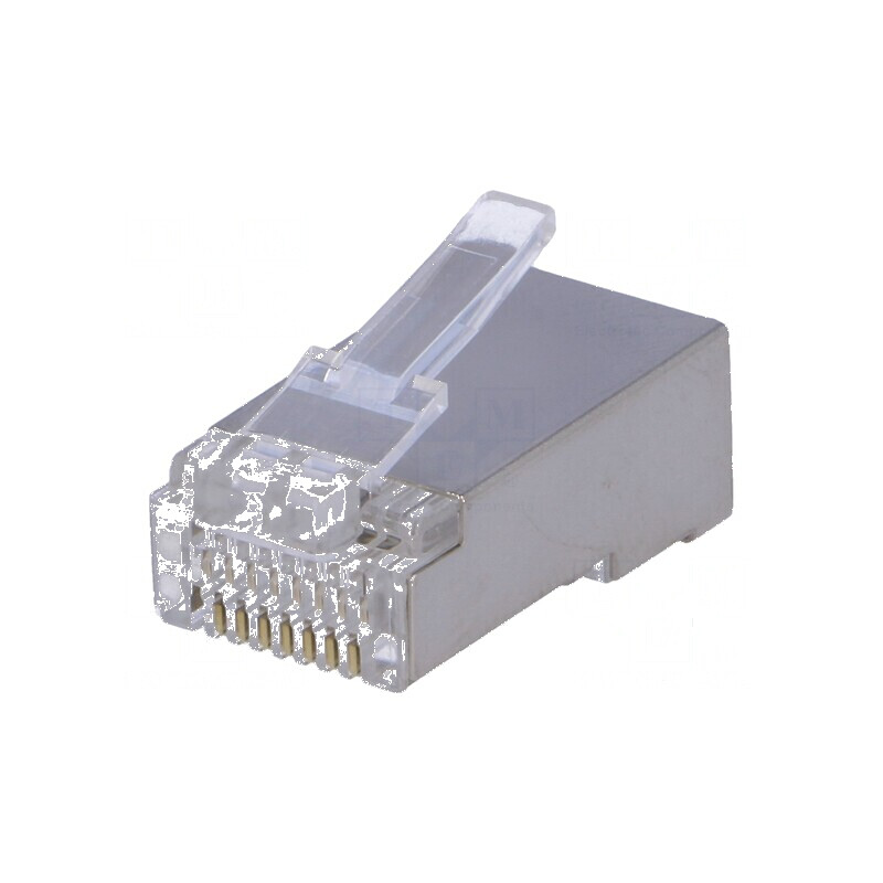 Conector RJ45 ecranat cu 8 pini, contacte din bronz-fosfor aurit | Electronic-mag.ro | Componente Electronice Conector RJ45 ecranat cu 8 pini, contacte din bronz-fosfor aurit | Electronic-mag.ro | Componente Electronice