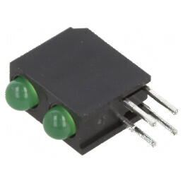LED 3mm Verde în Carcasă - 2 Diode, Lentilă Difuză 40° - 2mA | Electronic-mag.ro | Componente Electronice