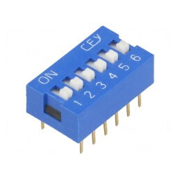 Comutator DIP-SWITCH 6 Secțiuni ON-OFF 0,05A/12VDC - Comutator Profesional pentru Circuit Electric | Electronic-mag.ro | Componente Electronice