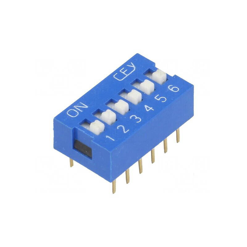 Comutator DIP-SWITCH 6 Secțiuni ON-OFF 0,05A/12VDC - Comutator Profesional pentru Circuit Electric | Electronic-mag.ro | Componente Electronice