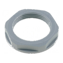 Piuliță PG21 din poliamidă UL94V-2, 36mm, gri, rezistentă la temperaturi între -20 și 100°C, cu filet PG | Electronic-mag.ro | Componente Electronice