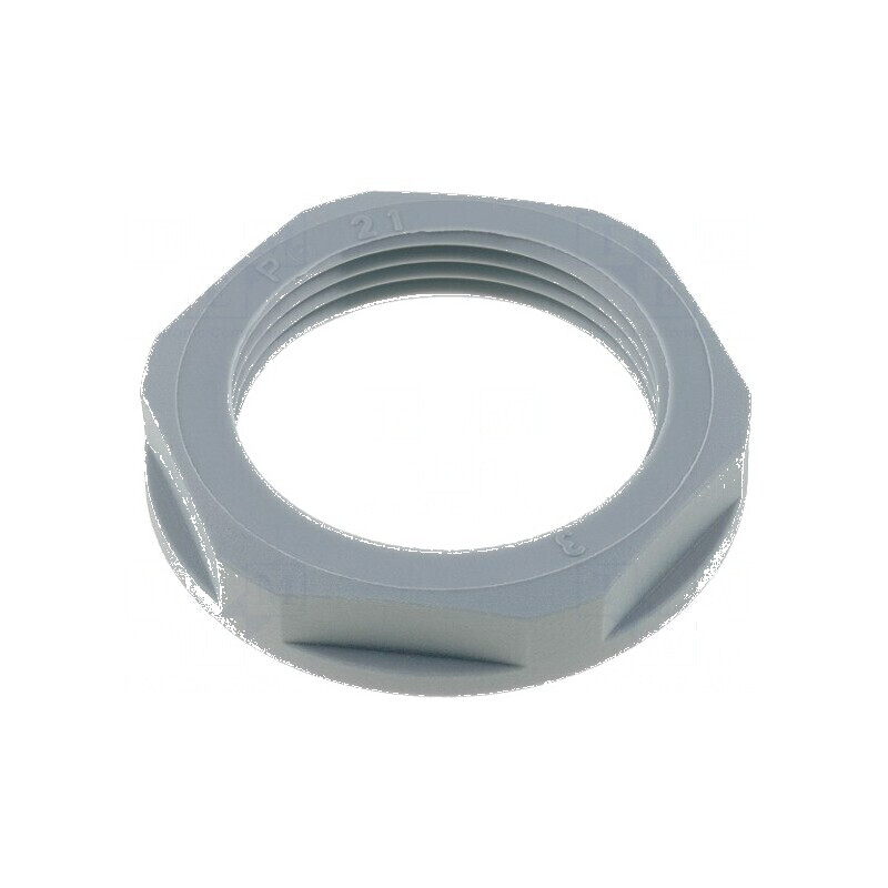 Piuliță PG21 din poliamidă UL94V-2, 36mm, gri, rezistentă la temperaturi între -20 și 100°C, cu filet PG | Electronic-mag.ro | Componente Electronice