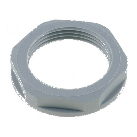 Piuliță PG21 din poliamidă UL94V-2, 36mm, gri, rezistentă la temperaturi între -20 și 100°C, cu filet PG | Electronic-mag.ro | Componente Electronice
