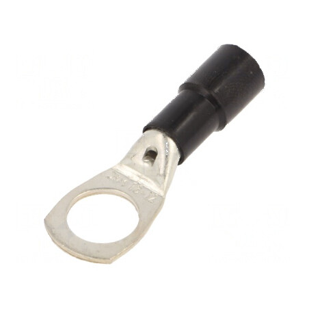 Vârf de conectare inelar tubular M12 cu diametru de 13mm, 16mm², crimpat pe cablu negru | Electronic-mag.ro | Componente Electronice