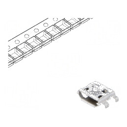 Conector USB B Micro Soclu pentru PCB SMT cu 5 PIN-uri Orizontale - Componentă Electronică | Electronic-mag.ro | Componente Electronice