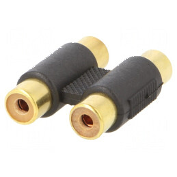 Adaptor RCA soclu x2, placare aurită, negru, pentru conexiuni audio de calitate superioară | Electronic-mag.ro | Componente Electronice