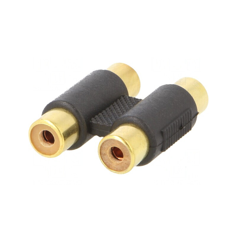 Adaptor RCA soclu x2, placare aurită, negru, pentru conexiuni audio de calitate superioară | Electronic-mag.ro | Componente Electronice Adaptor RCA soclu x2, placare aurită, negru, pentru conexiuni audio de calitate superioară | Electronic-mag.ro | Componente Electronice