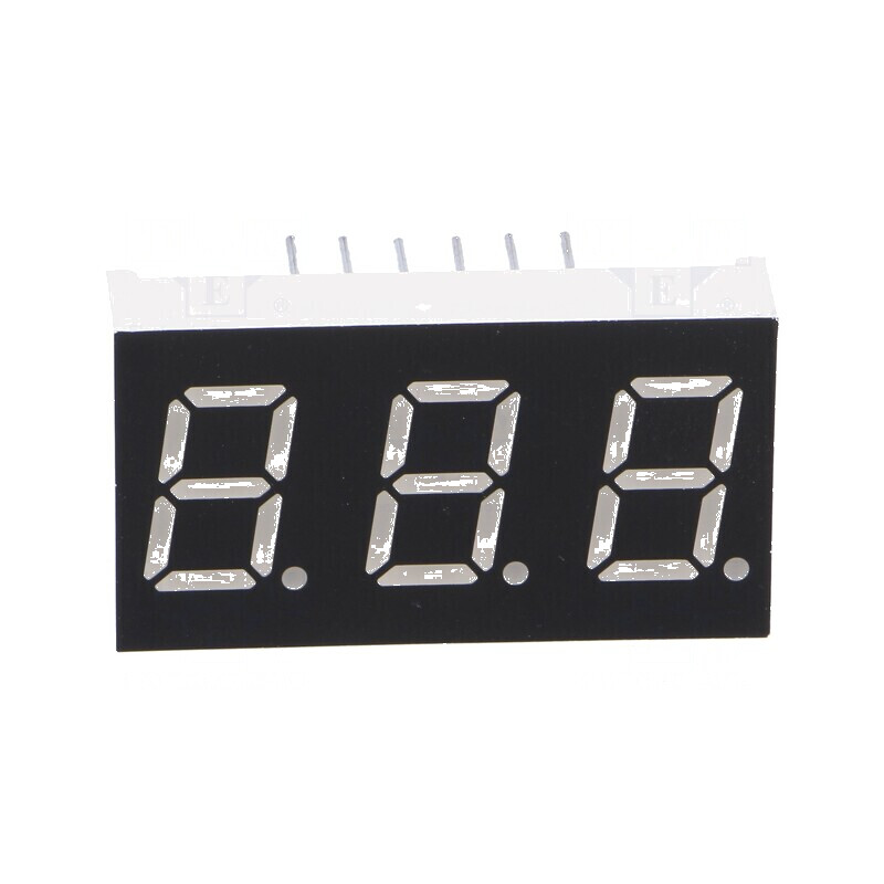 Afișaj LED cu 7 segmente 10,16mm (0,4") Nr. car: 3, Roșie, 11mcd | Electronic-mag.ro | Componente Electronice