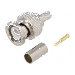 Conector BNC Mufă Tată Drept 50Ω Crimpat pe Cablu Aurit - Accesoriu Profesional pentru Antene și Echipamente RF | Electronic-mag.ro | Componente Electronice