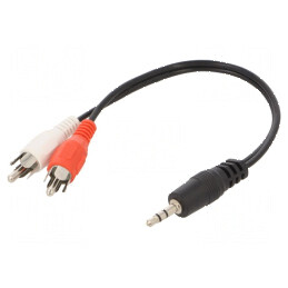 Cablu audio Jack 3,5mm 3pin la 2 RCA, lungime 0,2m, placare nichelată | Electronic-mag.ro | Componente Electronice