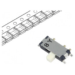 Comutator glisant Poz: 2 SPDT 0,3A/4VDC ON-ON SMT cu terminal curbat | Electronic-mag.ro | Componente Electronice