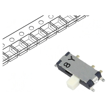 Comutator glisant Poz: 2 SPDT 0,3A/4VDC ON-ON SMT cu terminal curbat | Electronic-mag.ro | Componente Electronice