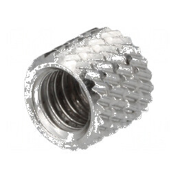 Adaos filetat din alamă nichelată M5, Lungime 5,9mm, Diametru exterior 7mm pentru aplicații pe plastic | Electronic-mag.ro | Componente Electronice