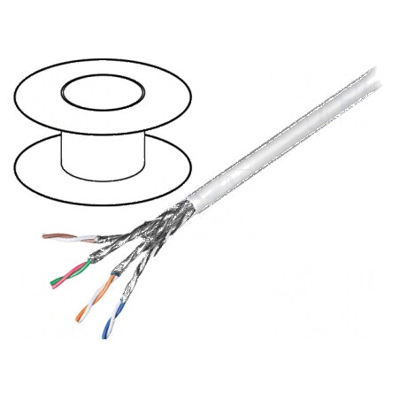 Cablu S/FTP 4x2x27AWG 6 litat CCA PVC gri 100m Ø6,3mm | Electronic-mag.ro | Componente Electronice