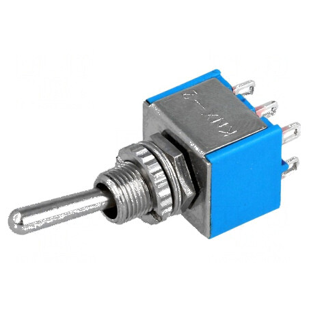 Comutator basculant DPDT ON-ON 2 poziții 3A/250VAC cu terminale pentru lipit | Electronic-mag.ro | Componente Electronice